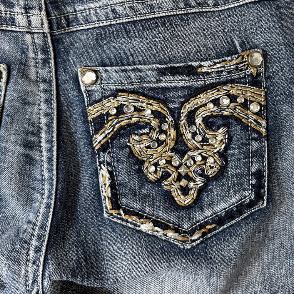 Cato Bootcut Women's Jeans Embroidered Rhinestone Size 8